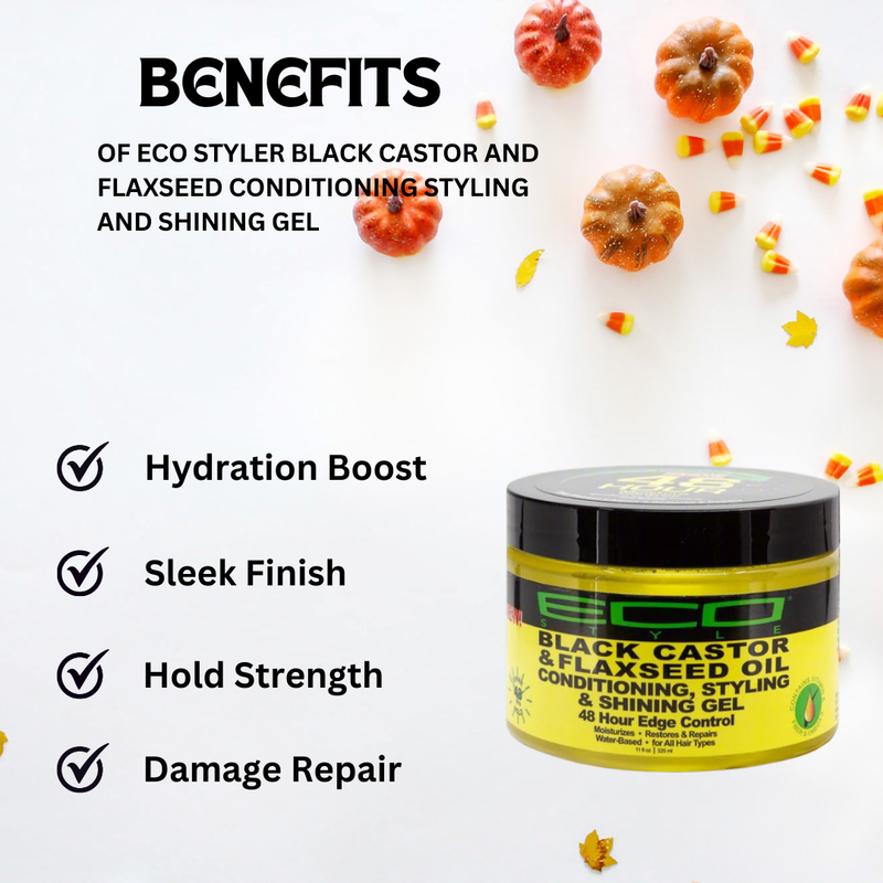 Eco Styler Black Castor And Flaxseed Oil Conditioning Styling And Shining Gel 8 Oz