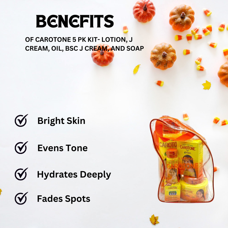 Carotone 5 Pk Kit- Lotion, J Cream, Oil, BSC J Cream, and Soap 18.6 oz