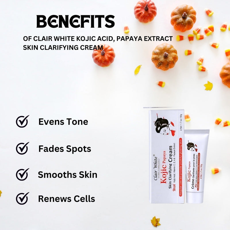 Clair White Kojic Acid, Papaya Extract Skin Clarifying Cream 50g