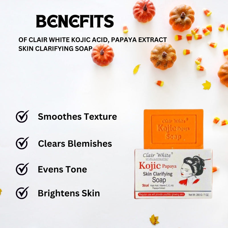 Clair White Kojic Acid, Papaya Extract Skin Clarifying Soap 7oz