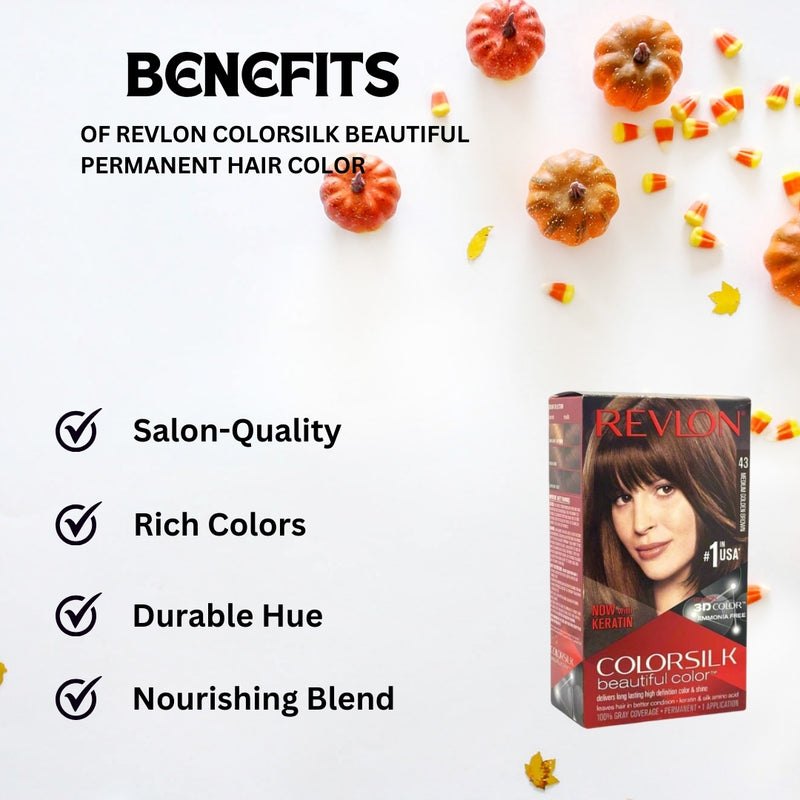 Revlon ColorSilk Beautiful Permanent Hair Color, 43 Medium Golden Brown