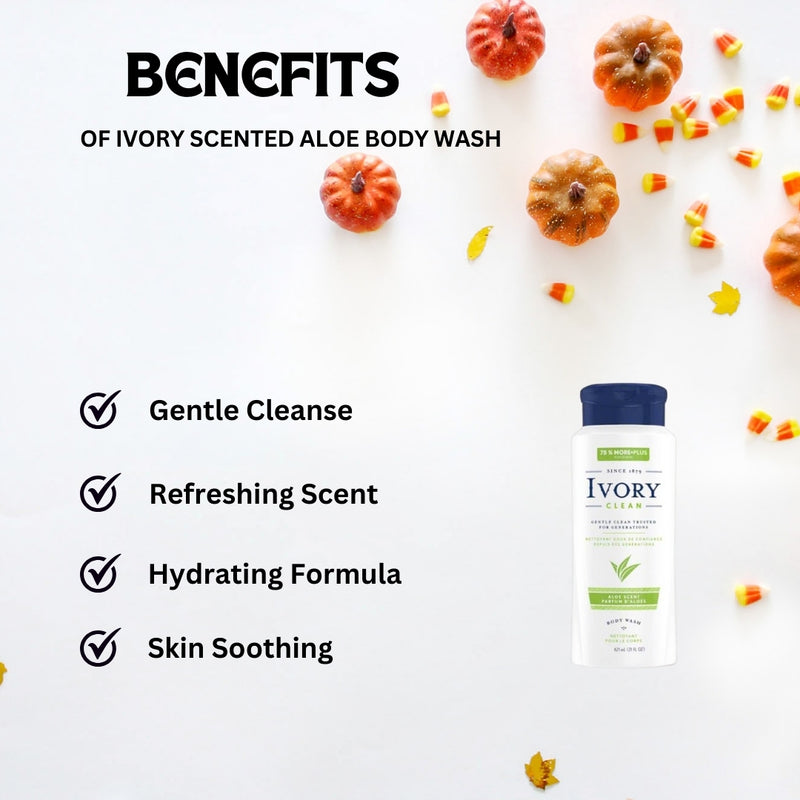 Ivory Scented Body Wash, Aloe 21 oz