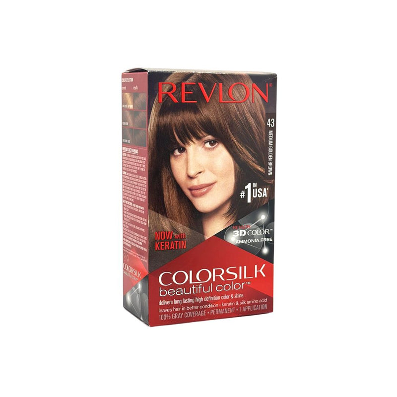 Revlon ColorSilk Beautiful Permanent Hair Color, 43 Medium Golden Brown