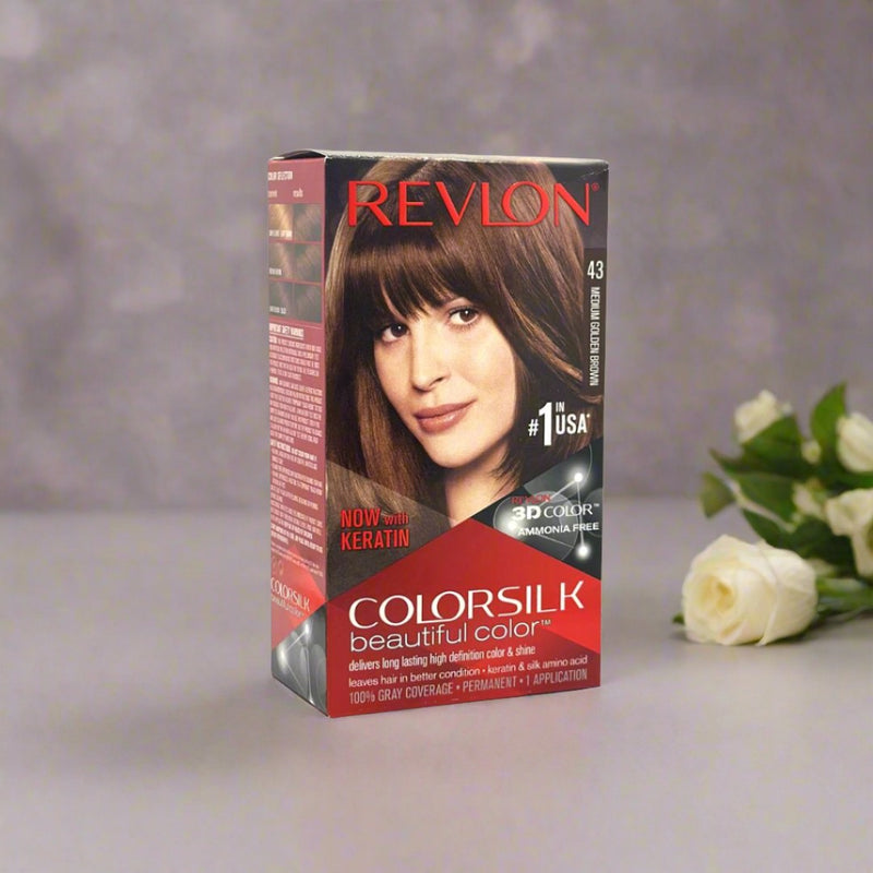 Revlon ColorSilk Beautiful Permanent Hair Color, 43 Medium Golden Brown