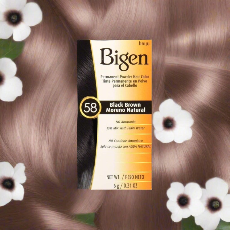 Bigen Permanent Powder Hair Color 58 Black Brown 0.21 oz | 6g