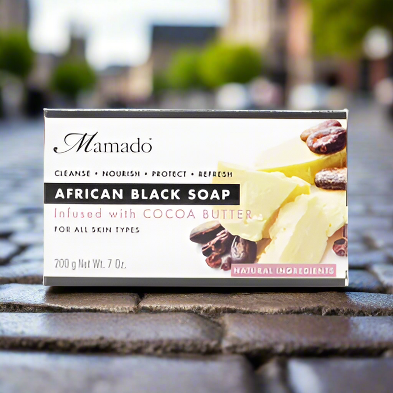 Mamado African Black Soap Infused with Cocoa Butter 200g