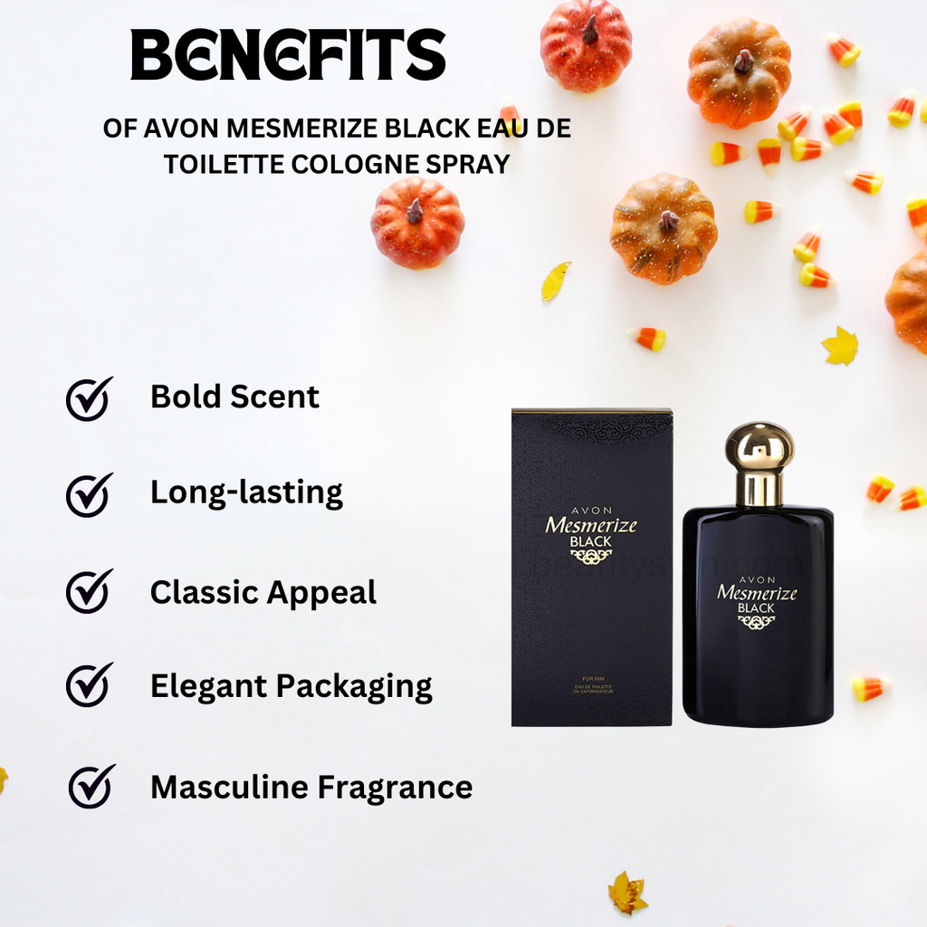 Parfum AVON MESMERIZE BLACK Eau De Parfum Pour Elle - 50 Ml - Notes De Mandarine, Jasmin, Santal - Neuf