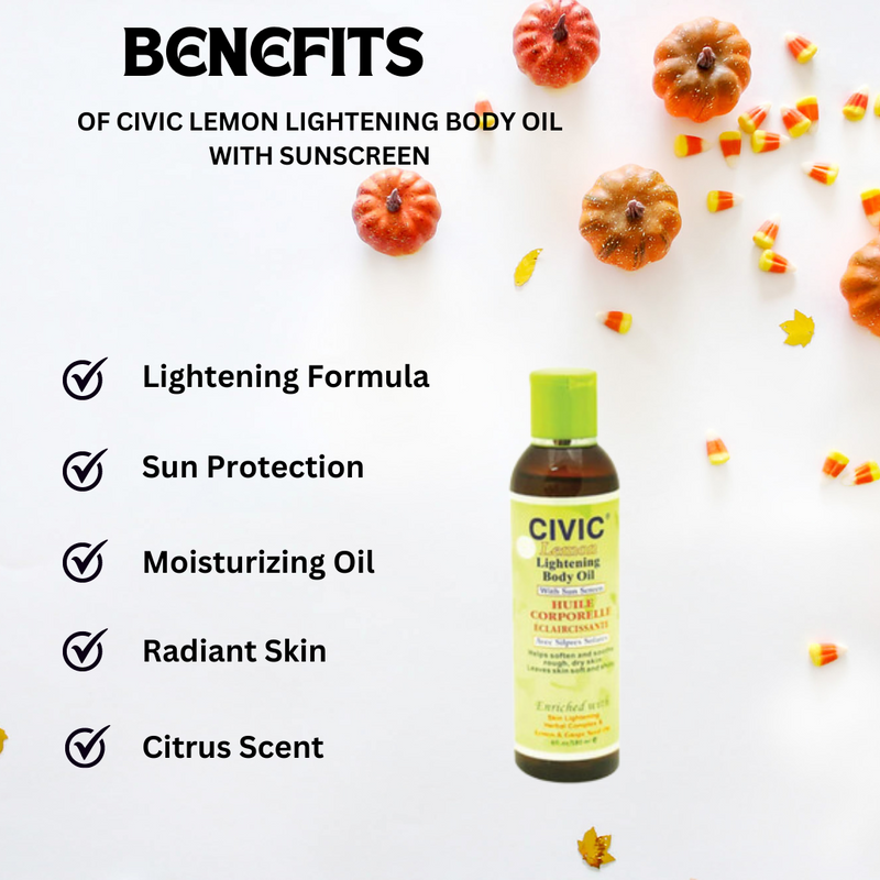 Civic Lemon Lightening Body Oil with Sunscreen 6 oz