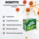 Irish Spring Original Deodorant Bar Soap 3.75 oz- 3 Pack Bar