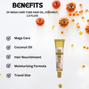 Mega Care Tube Hair Oil, Coconut, 1.5 Fluid Oz